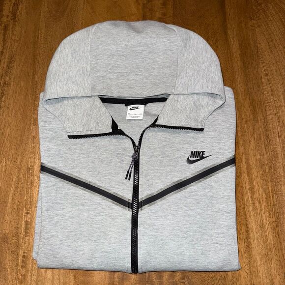 NIKE SPORTSWEAR TECH FLEECE GREY BLACK MEN'S FULL-ZIP HOODIE CU4489-063 SIZE XXL - Picture 6 of 10